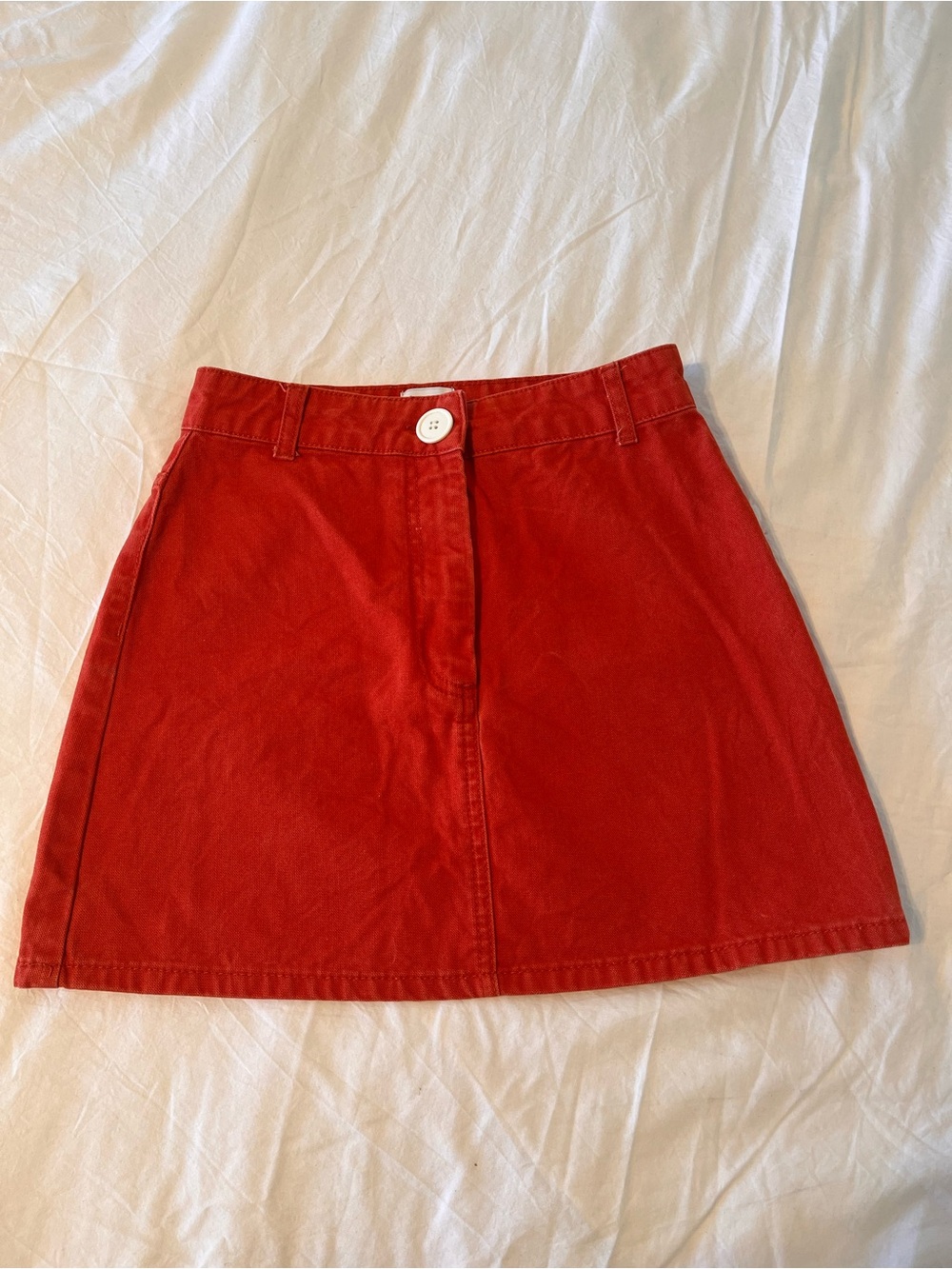 BDG Red A-Line Skirt with Front Button